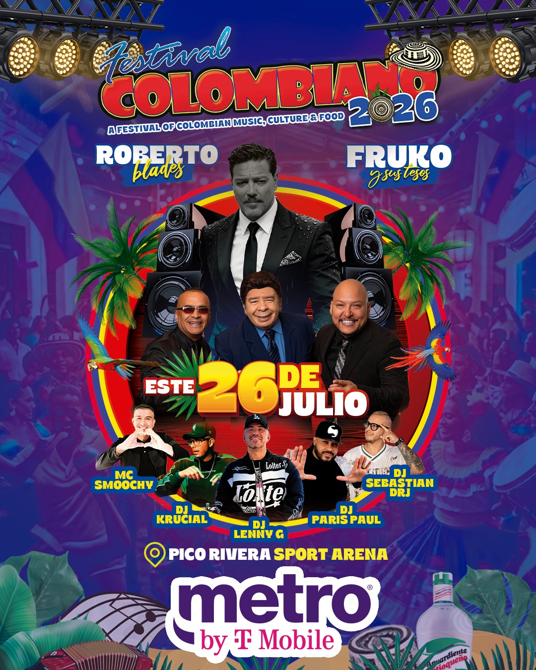 Festival Colombiano 2026 — Roberto Blades + Fruko y sus Tesos — Pico Rivera Sports Arena, July 26